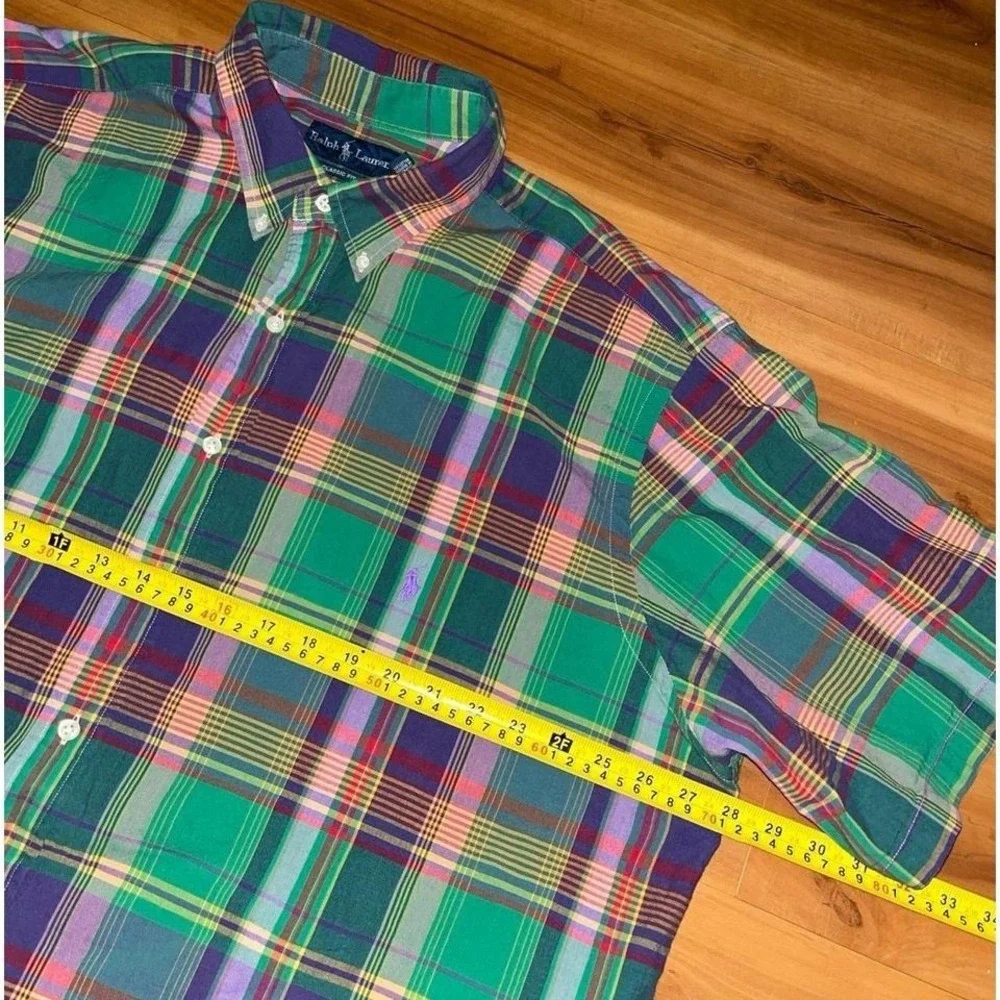 Mens Polo‎ Ralph Lauren Madras Plaid Colorful Button Up Shirt